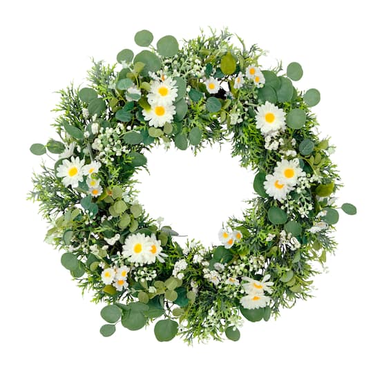 24'' Multicolored Daisy Floral Spring Wreath